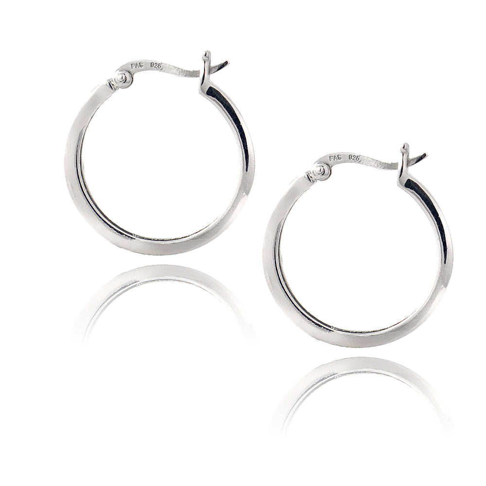 Sterling Silver 1/4 ct Blue Diamond 20mm Hoop Earrings-2