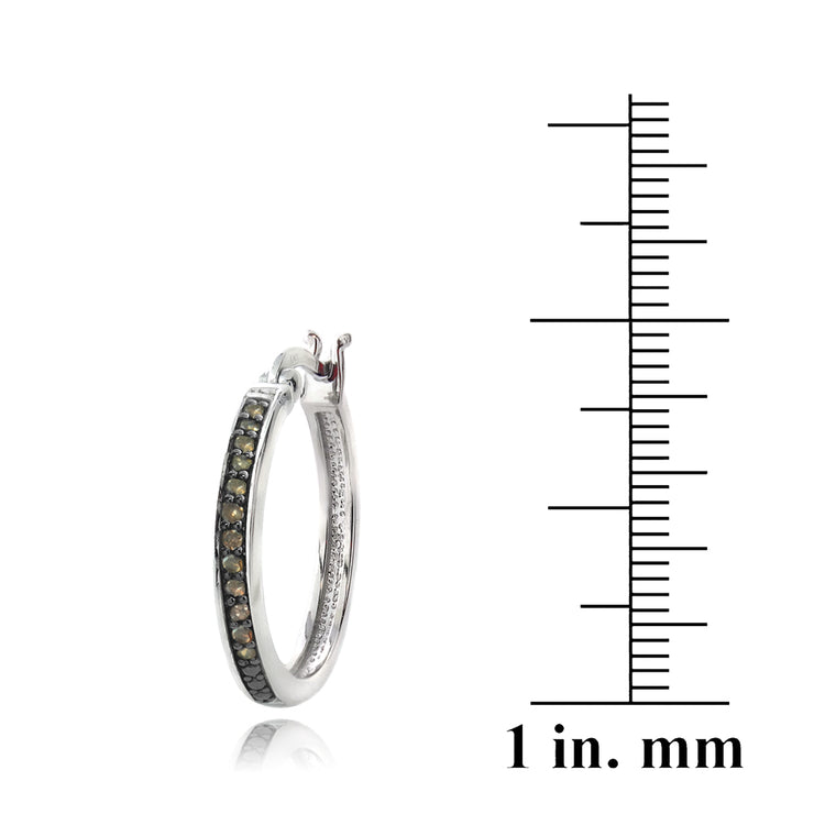 Sterling Silver 1/4 ct Champagne Diamond 20mm Hoop Earrings