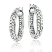 Sterling Silver 1/2 ct tdw Natural Diamond Hoop Earrings