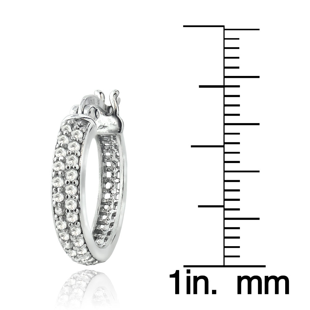 Sterling Silver 1/2 ct tdw Natural Diamond Hoop Earrings-3