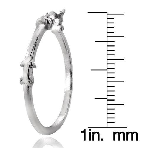 Sterling Silver Arrow Polished Hoop Earrings-3