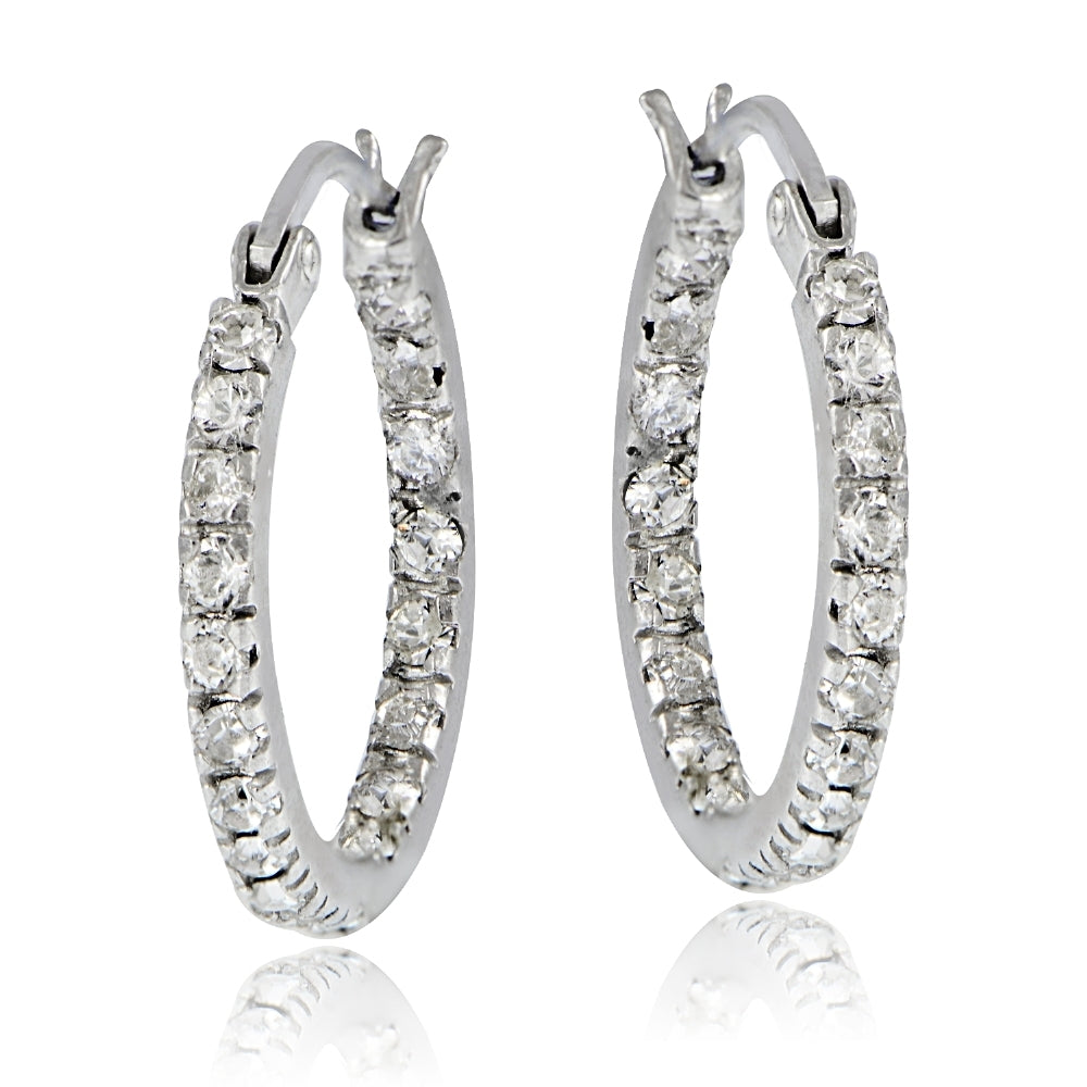 Sterling Silver 17mm Inside Out Hoop Earrings with Swarovski Elements-2