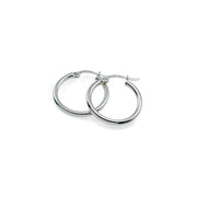 Sterling Silver High Polished Round Hoop Earrings, 15mm