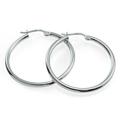 Sterling Silver High Polished Round Hoop Earrings, 40mm