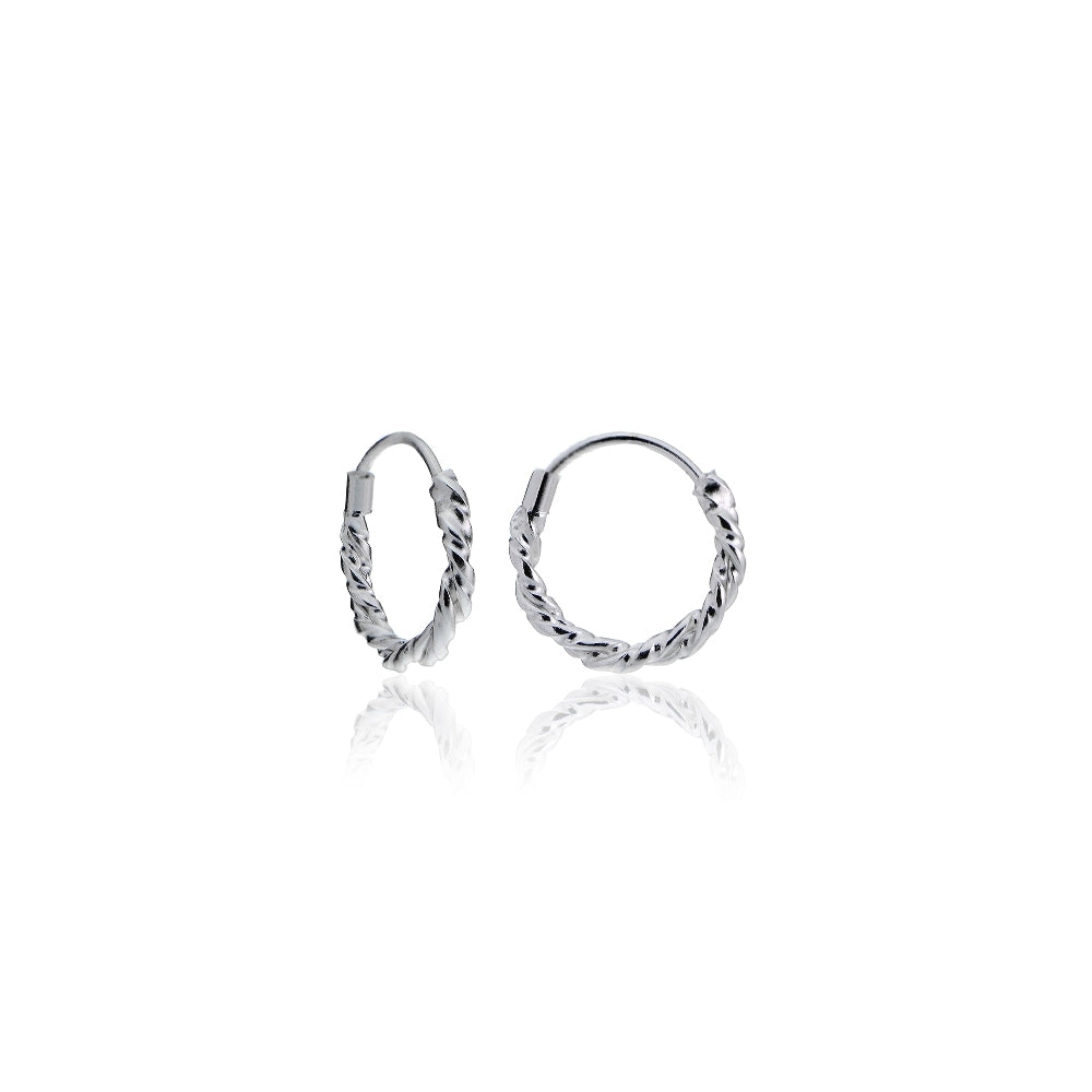 Sterling Silver 1.8mm Twist Endless Hoop Earrings, 10mm