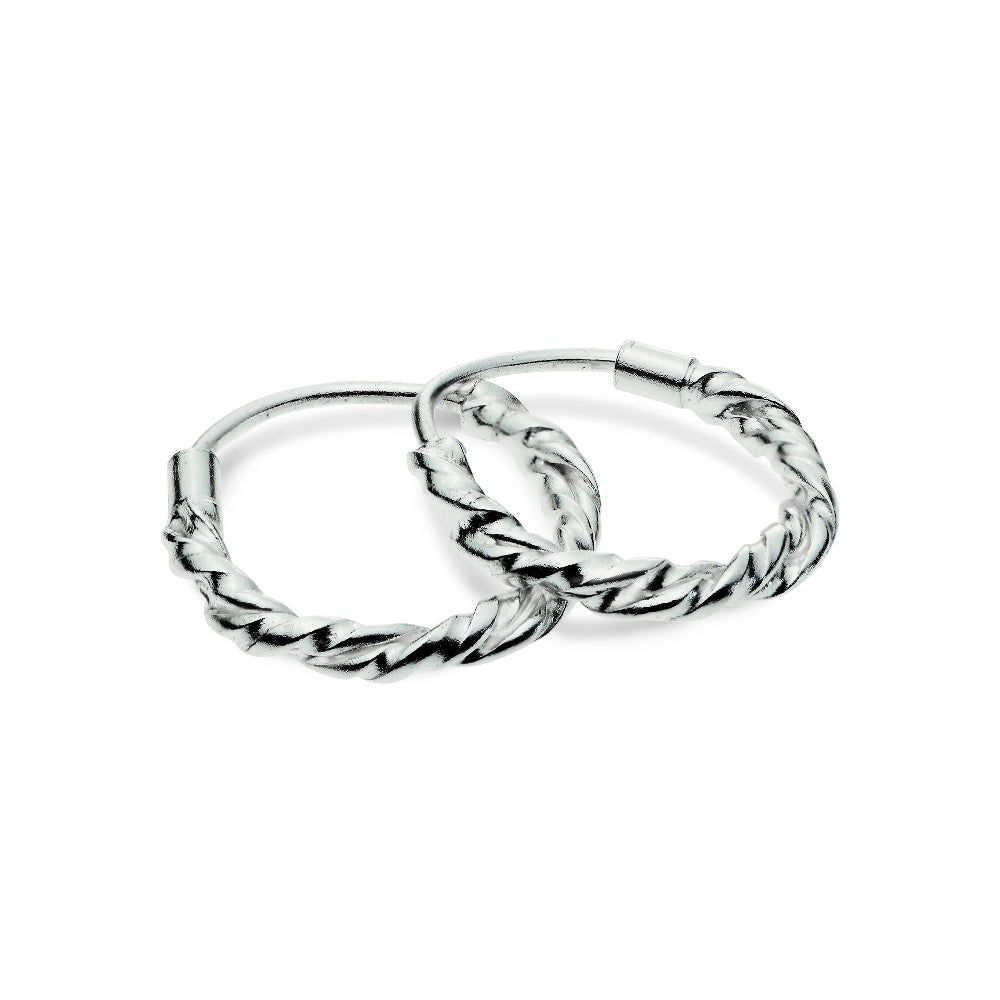 Sterling Silver 1.8mm Twist Endless Hoop Earrings, 10mm-2
