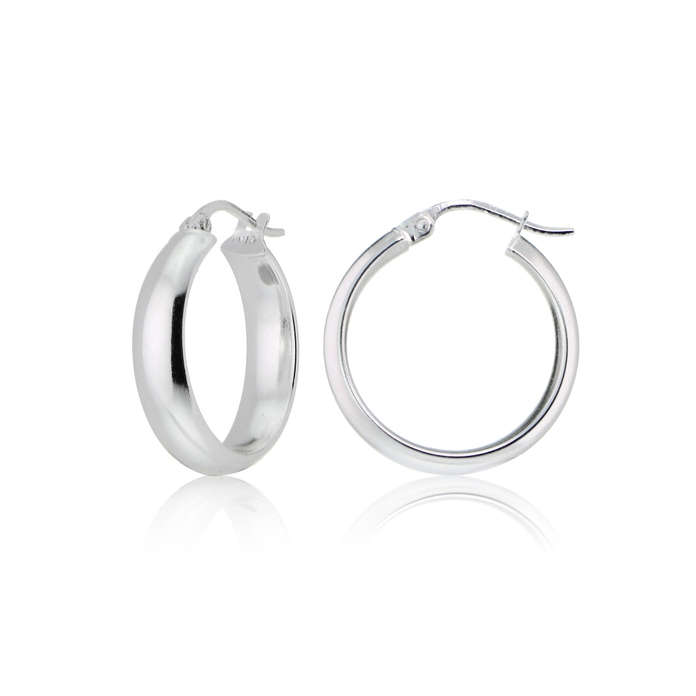 Sterling Silver Half Round Design High Polished Hoop Earrings, 20