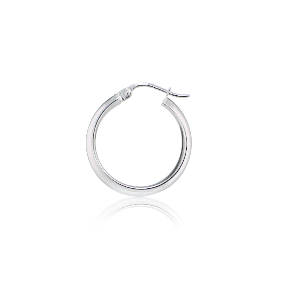Sterling Silver Half Round Design High Polished Hoop Earrings, 20-3