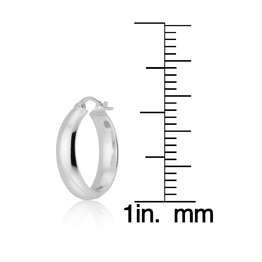 Sterling Silver Half Round Design High Polished Hoop Earrings, 20-4