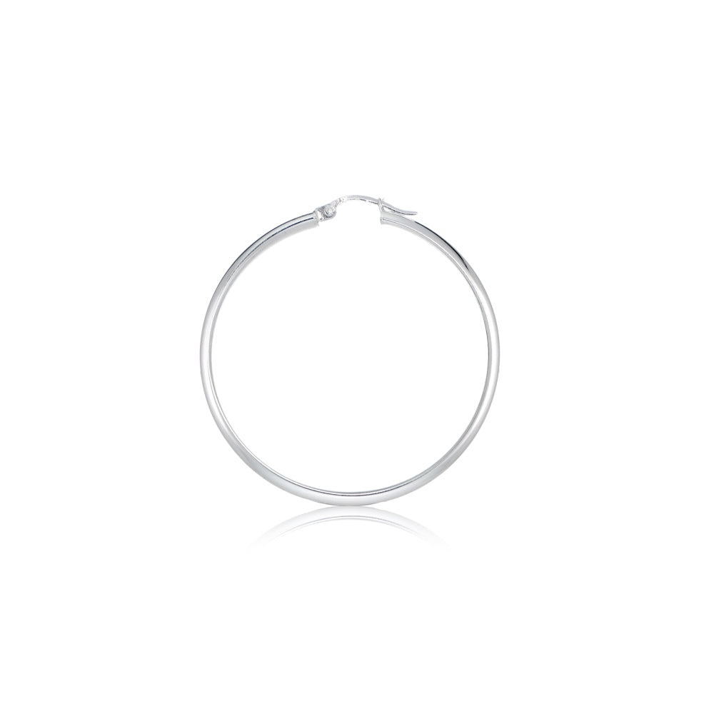 Sterling Silver Half Round Design High Polished Hoop Earrings, 25-3