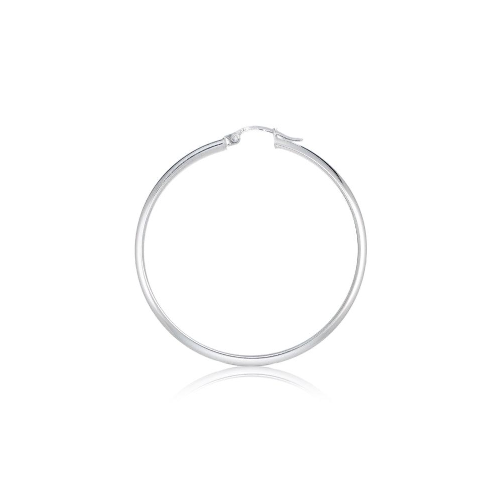Sterling Silver Half Round Design High Polished Hoop Earrings, 30mm-3