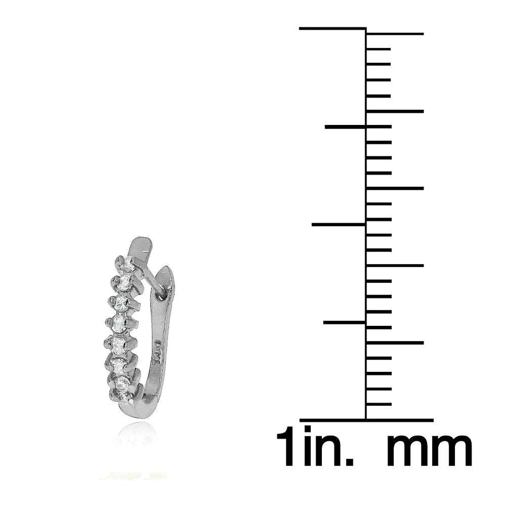 Sterling Silver Cubic Zirconia Huggie Huggie J-Hoop Earrings, 12mm-3