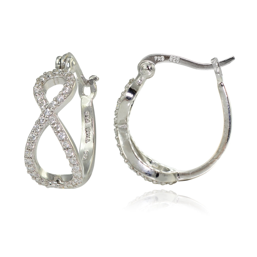 Sterling Silver Cubic Zirconia Infinity Hoop Earrings