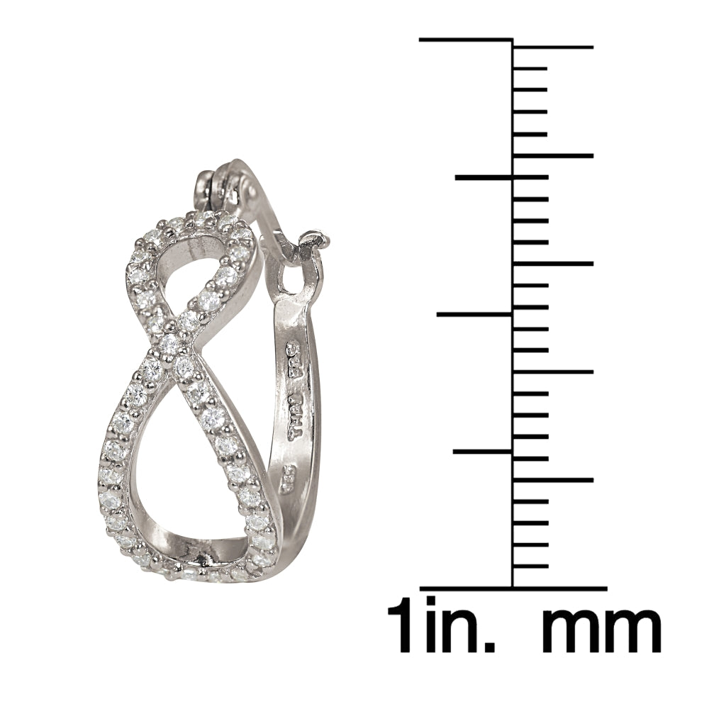 Sterling Silver Cubic Zirconia Infinity Hoop Earrings-3