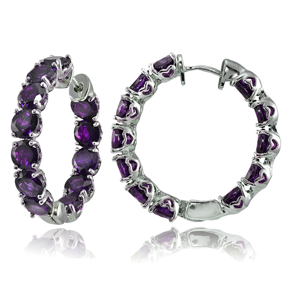 Sterling Silver African Amethyst 5mm Hoop Earrings