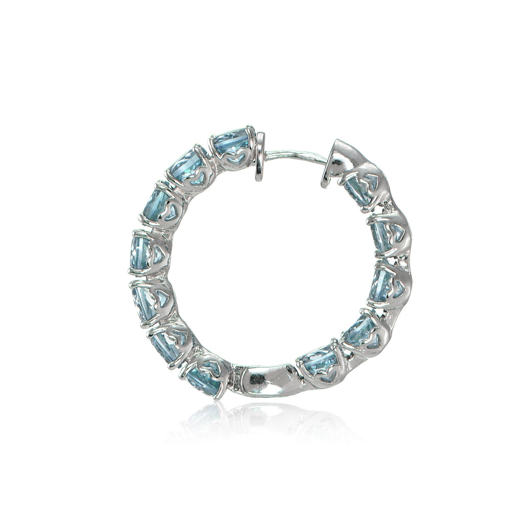 Sterling Silver Blue Topaz 5mm Hoop Earrings-3