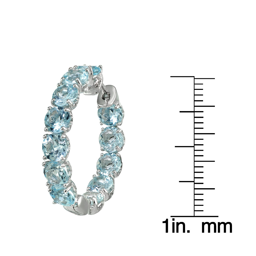 Sterling Silver Blue Topaz 5mm Hoop Earrings-4