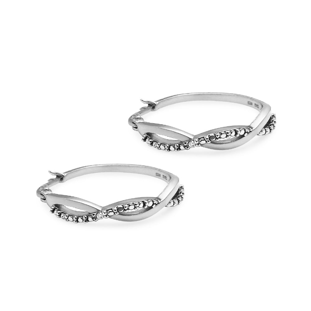 Sterling Silver Round Infinity Diamond Accent Round 25mm Hoop Earrings, JK-I3-3