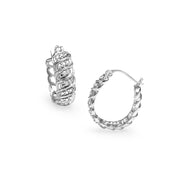 Sterling Silver Diamond Accent S Wave Huggie Hoop Earrings, JK-I3