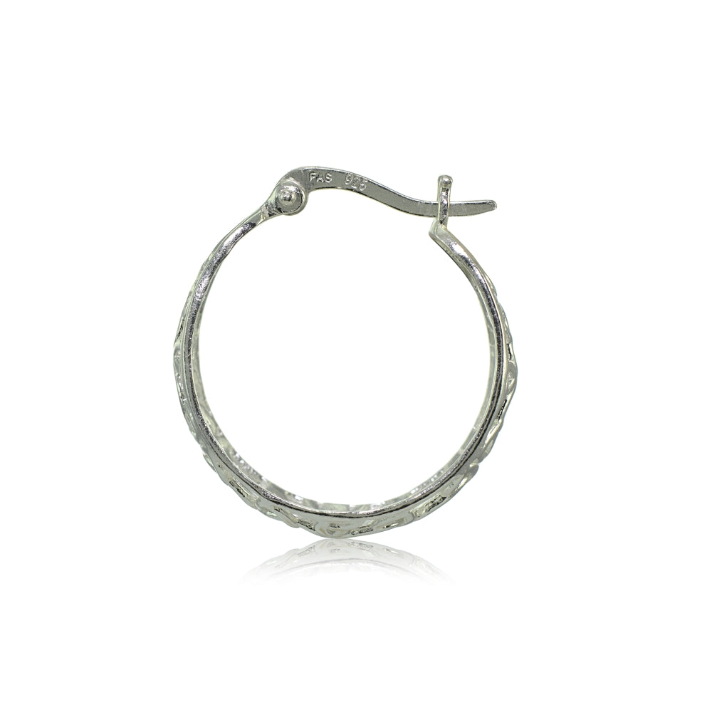 Sterling Silver High Polished Celtic Knot Filigree Hoop Earrings-3