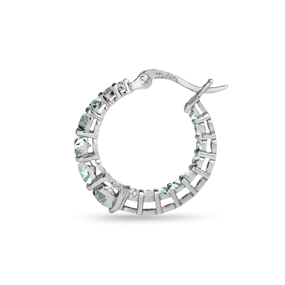 Sterling Silver Blue Topaz Journey Inside Out Round Hoop Earrings-4