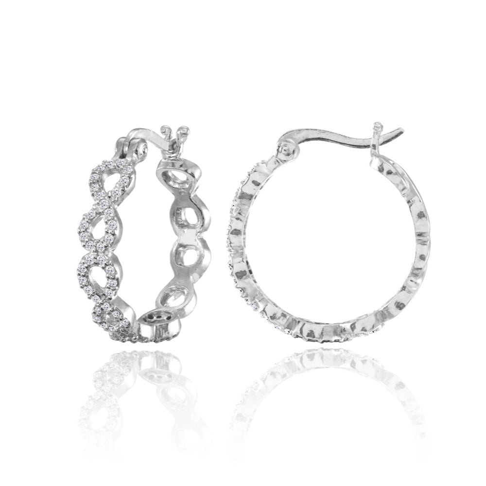 Sterling Silver Cubic Zirconia Infinity Hoop Earrings