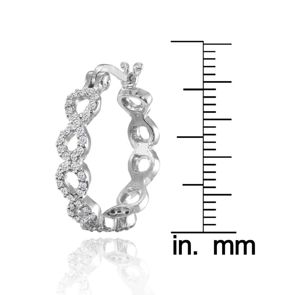 Sterling Silver Cubic Zirconia Infinity Hoop Earrings-3