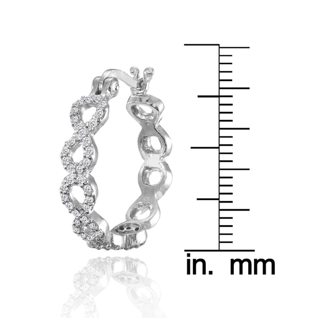 Sterling Silver Cubic Zirconia Infinity Hoop Earrings
