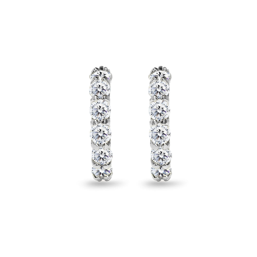 Sterling Silver Round Small Huggie Hoop Earrings Made with Swarovski Zirconia, 16mm-2