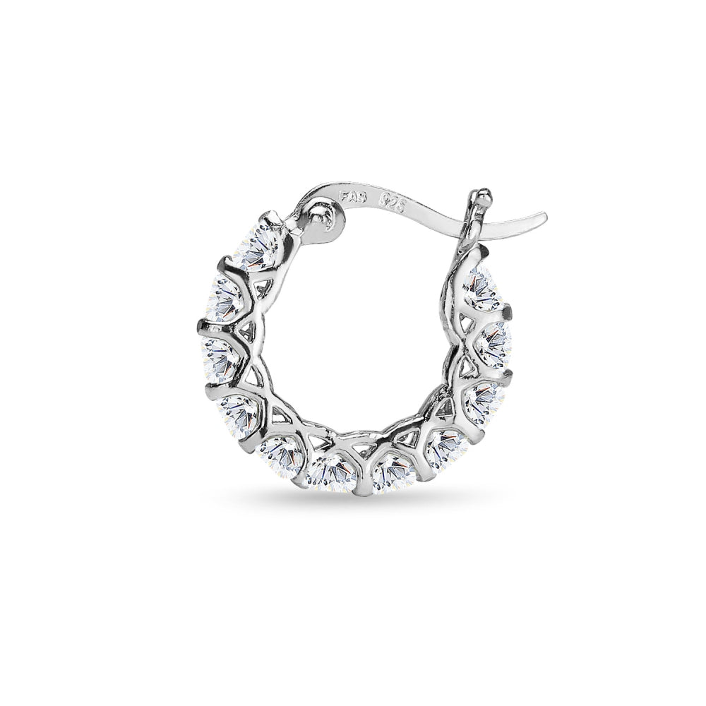 Sterling Silver Round Small Huggie Hoop Earrings Made with Swarovski Zirconia, 16mm-3