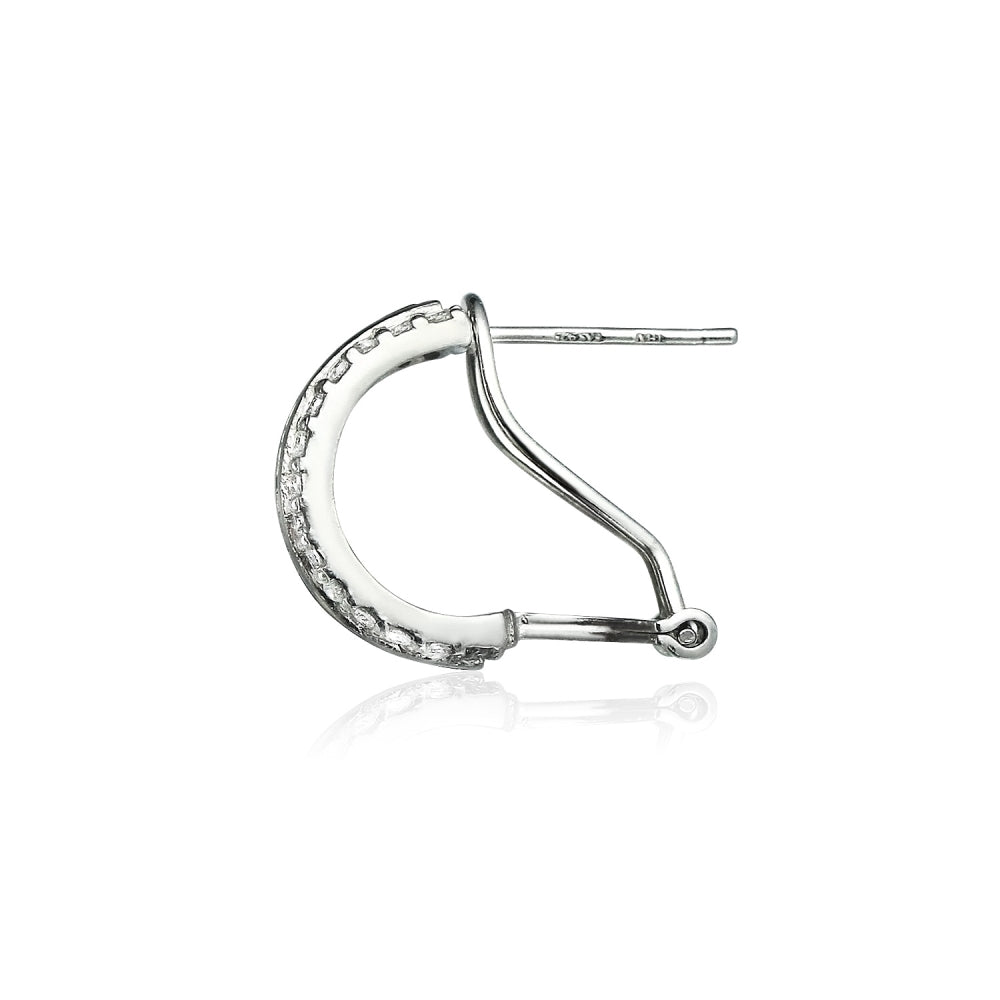 Sterling Silver Black Cubic Zirconia Channel-Set Half Hoop Earrings-3