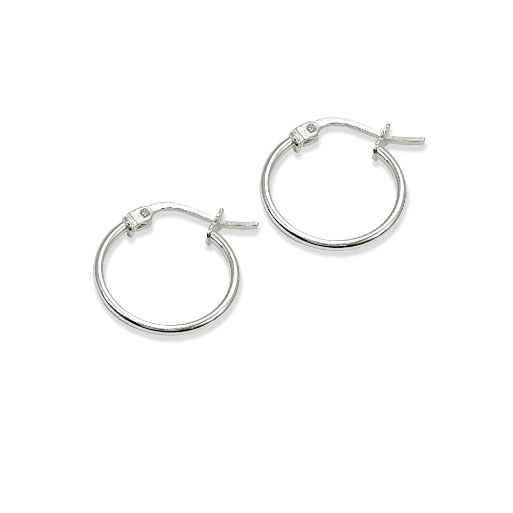 Sterling Silver Tiny Small  High Polished Round Thin Lightweight Unisex Hoop Earrings, 15mm-2