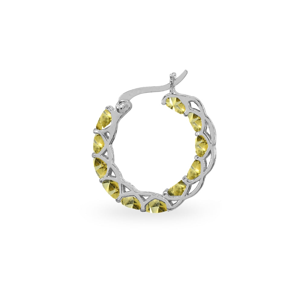 Sterling Silver Citrine Oval-cut Round 20mm Hoop Earrings-2