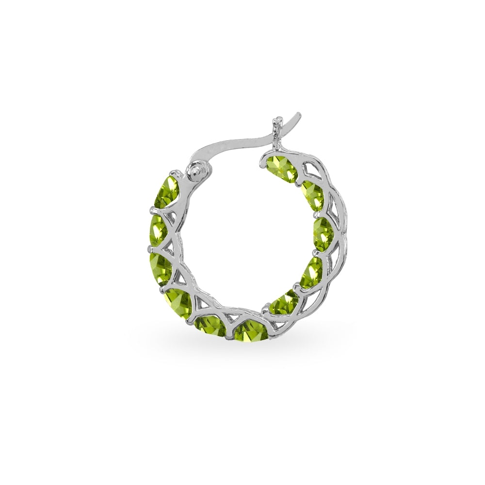 Sterling Silver Peridot Oval-cut Round 20mm Hoop Earrings-2