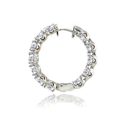 Sterling Silver 5mm Cubic Zirconia Inside Out Round Small Hoop Earrings