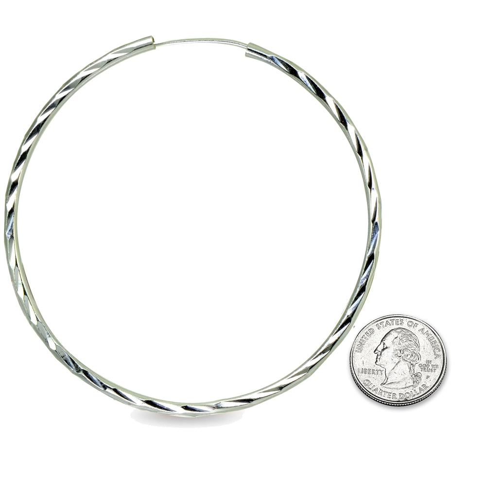Sterling Silver 2x70mm Polished Diamond-Cut Round Extra Large Endless Hoop Earrings for Women Girls, 2 3/4 Inch-5