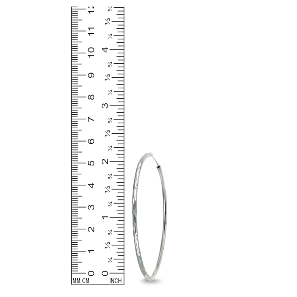 Sterling Silver 2x70mm Polished Diamond-Cut Round Extra Large Endless Hoop Earrings for Women Girls, 2 3/4 Inch-6
