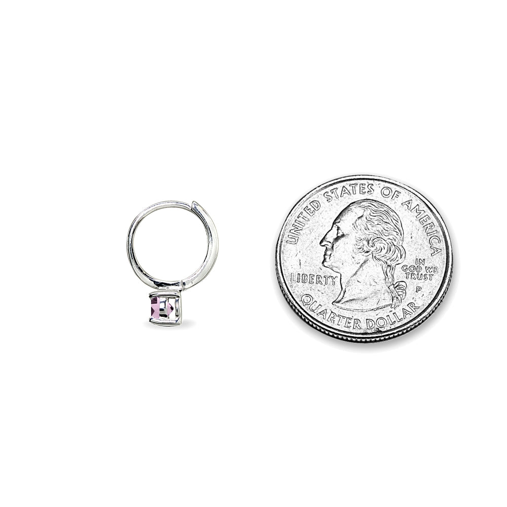 Sterling Silver Created Alexandrite 5mm Solitaire Small Round Huggie Hoop Earrings-3