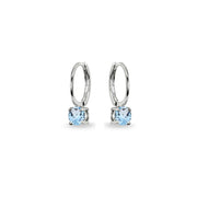 Sterling Silver Blue Topaz 5mm Solitaire Small Round Huggie Hoop Earrings