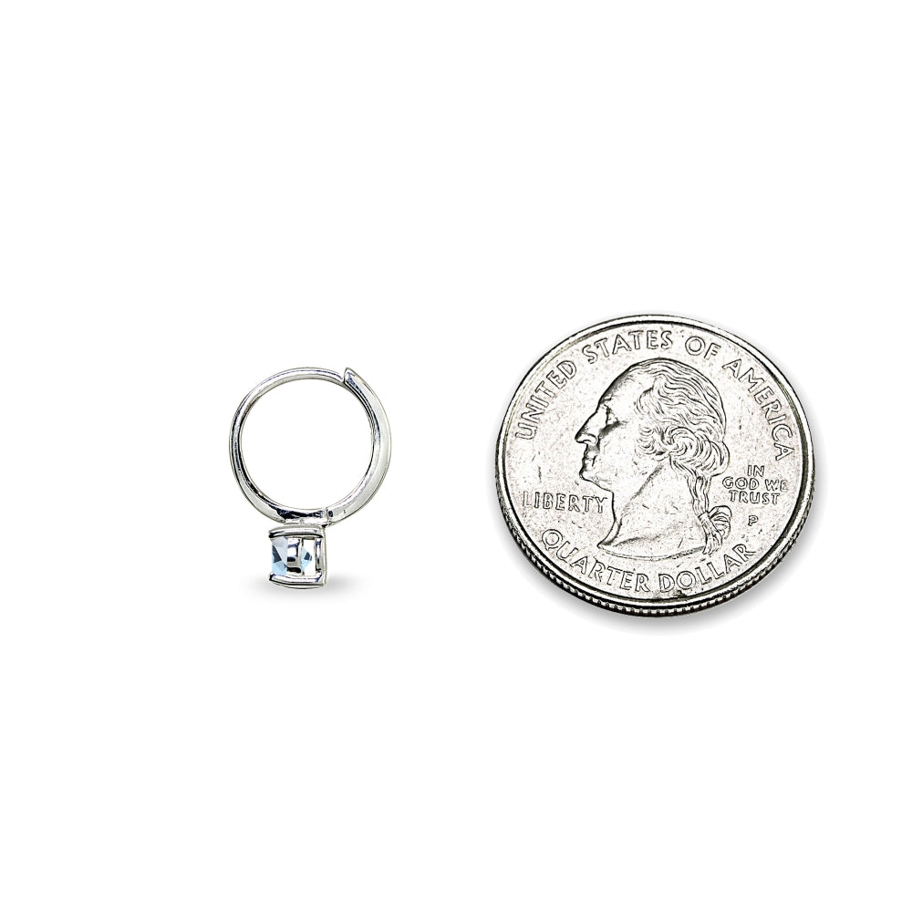 Sterling Silver Blue Topaz 5mm Solitaire Small Round Huggie Hoop Earrings-3