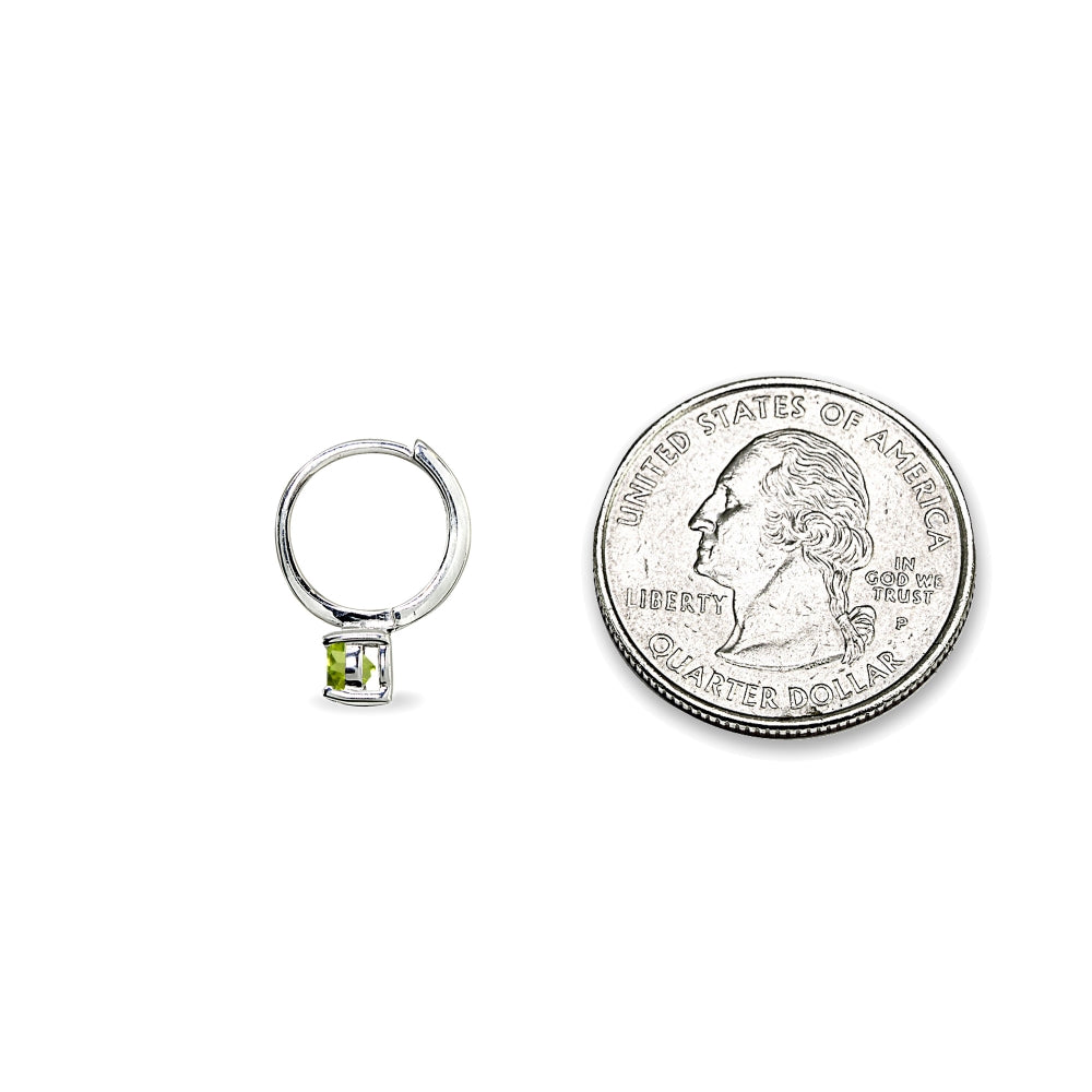Sterling Silver Peridot 5mm Solitaire Small Round Huggie Hoop Earrings-3
