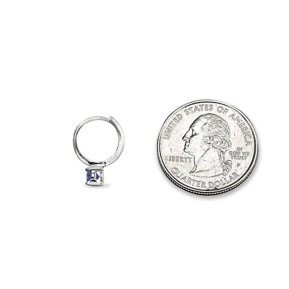 Sterling Silver Tanzanite 5mm Solitaire Small Round Huggie Hoop Earrings-3