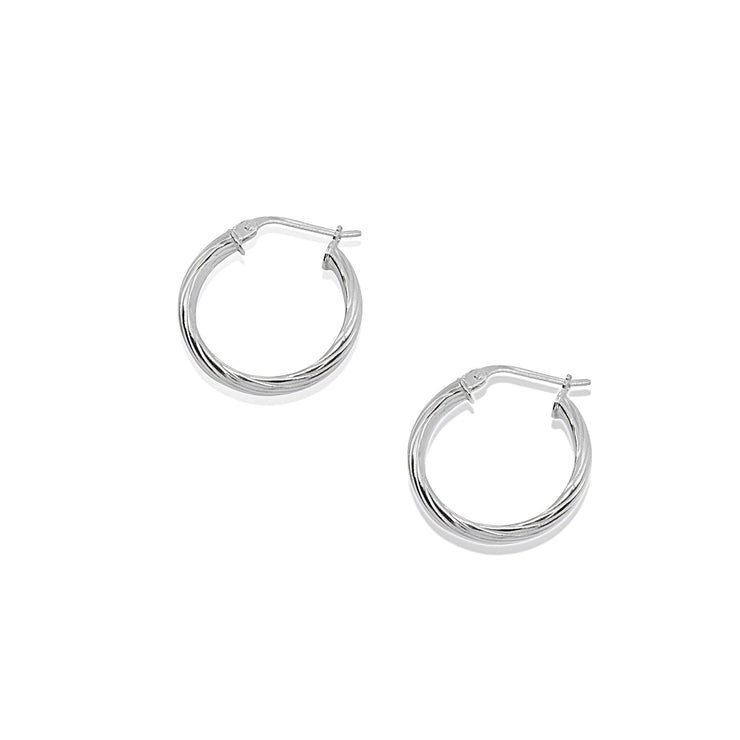 Sterling Silver Polished 3x20mm Twist Half Round Click-Top Small Hoop Earrings