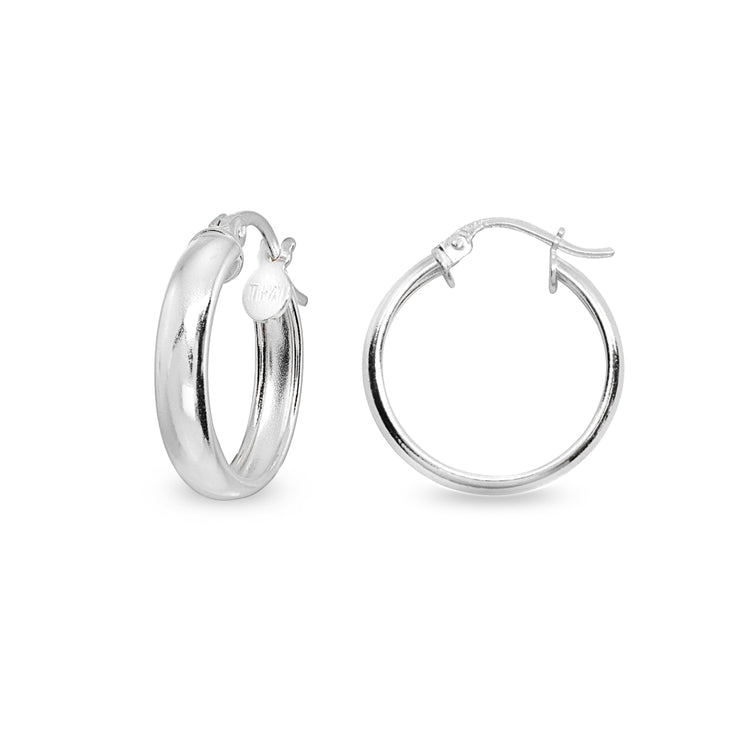 Sterling Silver Polished 3x20mm Round Click-Top Small Hoop Earrings