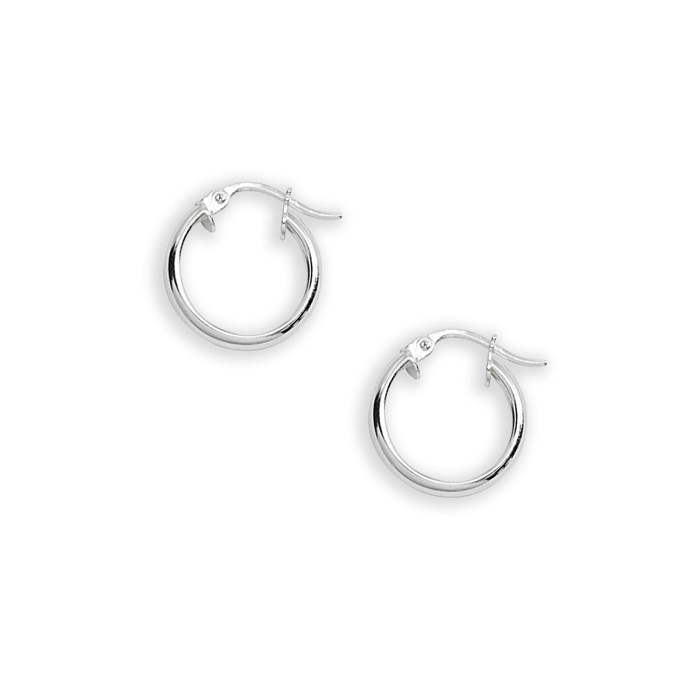 Sterling Silver Polished 3x20mm Round Click-Top Small Hoop Earrings-2