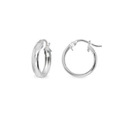Sterling Silver Polished 4x15mm Round Click-Top Small Hoop Earrings