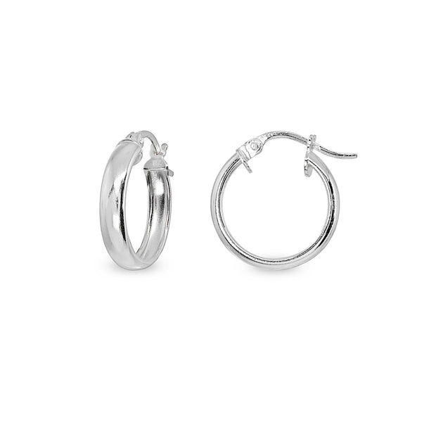 Sterling Silver Polished 4x20mm Round Click-Top Small Hoop Earrings