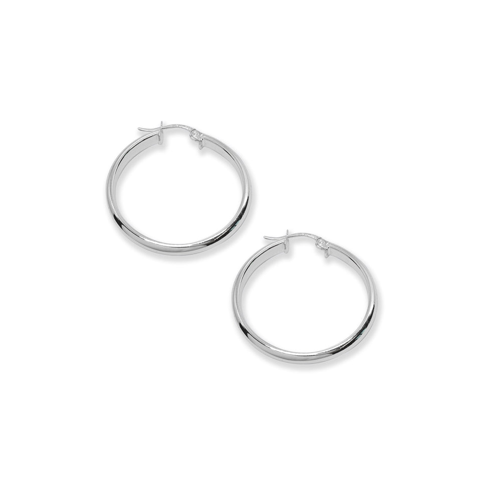 Sterling Silver Polished 3x20mm Half Round Click-Top Small Hoop Earrings-2