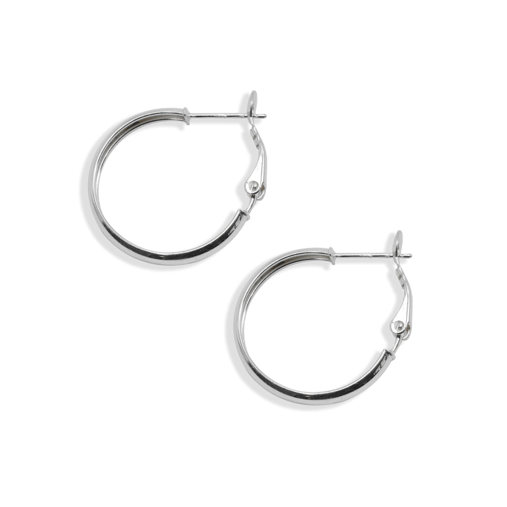 Sterling Silver Polished 4x25mm Round Clutchless Small Hoop Earrings-2
