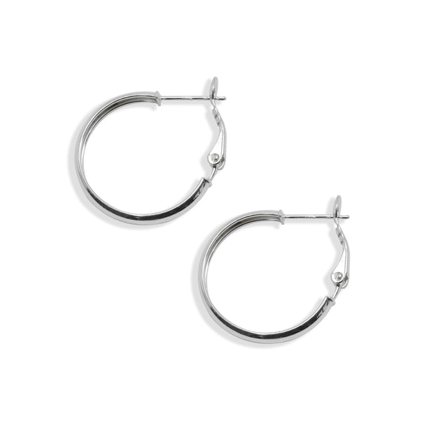 Sterling Silver Polished 4x25mm Round Clutchless Small Hoop Earrings